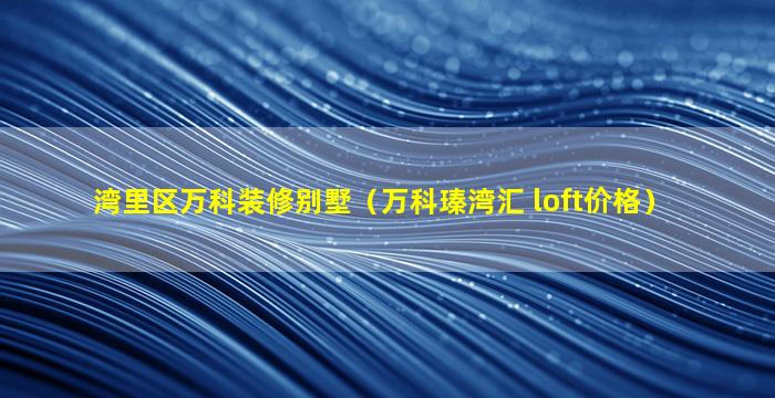 湾里区万科装修别墅（万科瑧湾汇 loft价格）